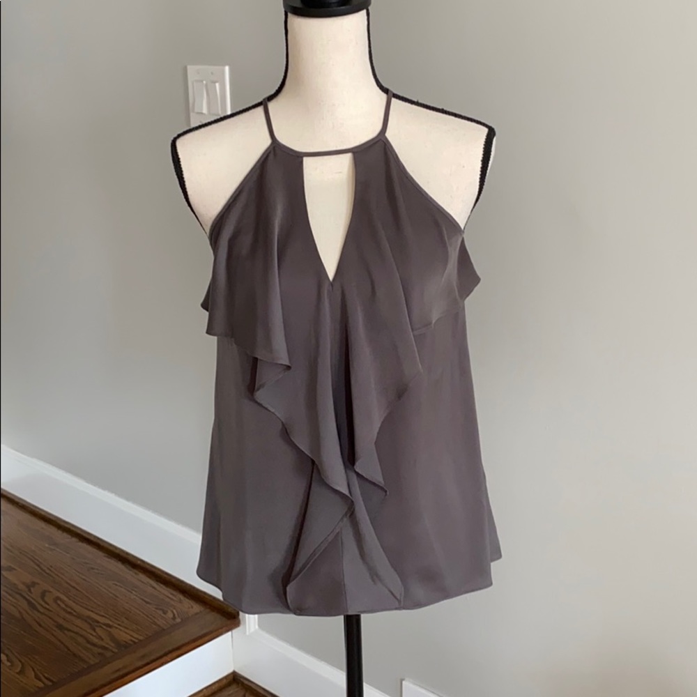 Gray Guess Satin Ruffle Tank